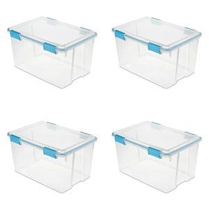 Sterilite 54 Qt. Gasket Box Plastic, Blue Aquarium, Set of 4